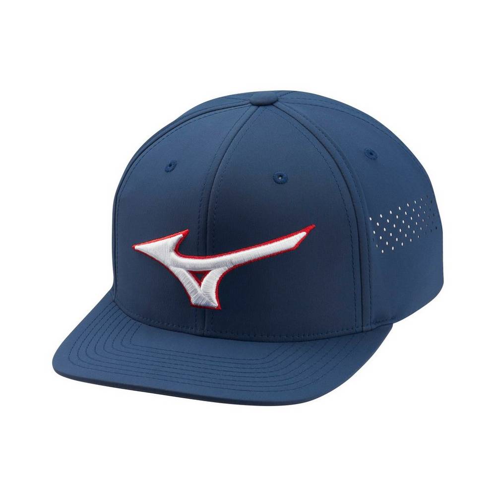 Mizuno Tour Flat Snapback Férfi Kalapok Sötétkék PNJ275196